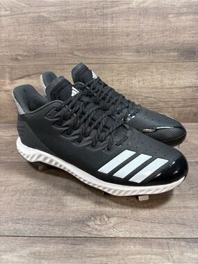 Adidas Icon Bounce Baseball Matel Cleats Black White Mens Size 11.5